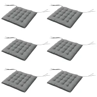 Outsunny Conjunto de 6 Almofadas para Cadeiras de Jantar 40x40 cm 6 Unidades Almofadas para Cadeiras de Jardim Acolchoadas com Fitas Cinzento(m-12)