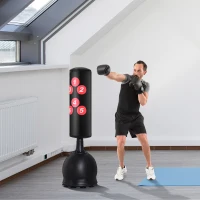 HOMCOM Boxsack Stehend 165cm Erwachsene Freistehender Heavy Duty Standboxsack mit Saugnapf-Basis Boxpartner Boxing Trainer Geeignet für Profis und Anfänger Schwarz(m-2)