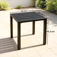 Outsunny Table de jardin carrée, table de terrasse, cadre en métal, intérieur et extérieur, pour balcon, porche, patio, noir(m-3)