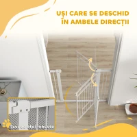 PawHut Poartă Reglabilă pentru Câini 76-104 cm, Înălțime 106 cm, cu 2 Extensii, Albă(m-7)