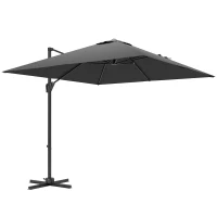 HOMCOM Chapéu de Sol de Jardim 245x245x248cm Chapéu de Sol Excêntrico com Rotação 360° Inclinação de 5 Níveis com Manivela e Ventilação para Pátio Terraço Cinza(m-11)