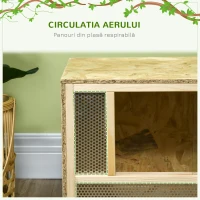 PawHut Terariu pentru reptile din lemn cu uși glisante din sticlă și panouri din plasă, 40x80x40 cm(m-7)