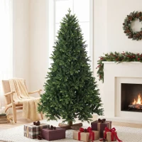 HOMCOM Artificial Christmas Tree, Hinged Xmas Tree with 3834 PE & PVC Branch Tips, 7ft, Green(m-14)