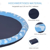 PawHut Hundepool, Planschbecken, mit Wasserdüse, rund, rutschfest, blau, Ø170 cm(m-5)