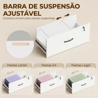HOMCOM Arquivador com Prateleiras Móvel de Escritório com Prateleiras Gaveta para Arquivos A4 e Carta e Suporte para Impressora 70x40x157 cm Branco(m-5)