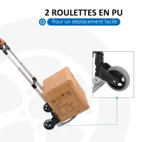 HOMCOM Chariot diable pliable leger telescopique charge 70kg en aluminium argent-noir(m-7)