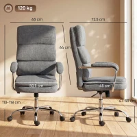 HOMCOM Home Office Bürostuhl, höhenverstellbarer 360° drehbarer Schreibtischstuhl für das Homeoffice, Grau(m-3)
