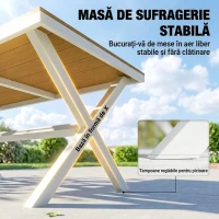 Outsunny Set de Masă pentru Exterior, 7 Piese, din Aluminiu, Lemn de Tec(m-7)
