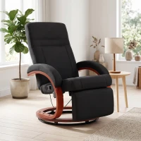 HOMCOM Relaxsessel mit Liegefunktion Fernsehsessel mit hoher Rückenlehne ergonomische Armlehne Fußstütze Holzbasis Leinenoptik(m-2)