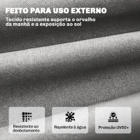 Outsunny Almofada para Banco Exterior com Alças de Fixação Proteção UV50+ Recuperação Lenta Interior Exterior 198x65x13 cm Cinzento(m-6)