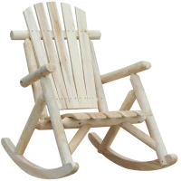 Outsunny Schaukelstuhl aus Holz Schaukelsessel mit hoher Rückenlehne wetterfest Gartenstuhl bis 113kg belastbar Relaxstuhl für Wohnzimmer Garten, Rasen, Balkon Natur(m-1)
