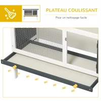 PawHut Clapier sur pied cage à lapin avec niche intérieur toit ouvrant porte verrouillable 90 x 45 x 65 cm gris foncé blanc(m-6)