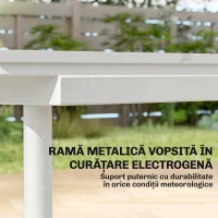 Outsunny Masă de Grădină din Lemn Masiv și Metal, 140x80cm, Albă(m-6)