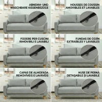 HOMCOM Divan cu 2 Locuri Catifelat cu Compartiment de Depozitare Inferior și Perne, 140x72x82 cm, Gri(m-13)