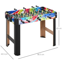 HOMCOM Masa de Fotbal cu 2 Tabele de Scor, din Lemn, Oțel Inoxidabil și Plastic, 86,5x43,5x63 cm, Multicolor(m-3)