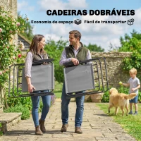 Outsunny Conjunto de Mesa e Cadeiras de Jardim de 8 Peças com Chapéu de Sol 6 Cadeiras Dobráveis e Mesa de Vidro Cinza(m-4)
