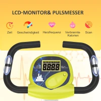 HOMCOM Heimtrainer Fahrradtrainer klappbar Magnetisch Hometrainer Fahrrad mit LCD Monitor, 8 stufig einstellbarem Magnetwiderstand Räder, Leise Platzsparend Fitnessbikes für Zuhause Gelb+Weiß(m-4)