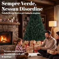 HOMCOM Albero di Natale 180 cm Artificiale con 820 Rami Ignifughi, Base in Acciaio, Verde(m-4)