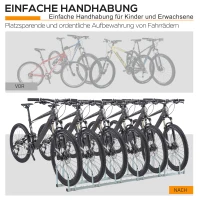 HOMCOM Fahrradständer Radständer Mehrfachständer Aufstellständer Fahrrad Ständer wetterfest langlebig Boden- und Wandmontage Stahl bis 6 Fahrräder Silber 179 x 33 x 27 cm(m-7)