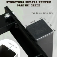 SPORTNOW Suport pentru Greutăți cu 2 Rafturi din Oțel pentru Sală de Fitness, Casă și Birou, 94x52.5x82cm, Negru(m-4)