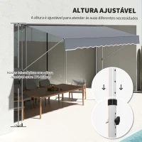 Outsunny Toldo Manual Retrátil 4x1,2 m Altura Ajustável 170-280 cm com Manivela Anti-UV e Impermeável Sem Perfuração Cinzento Escuro(m-7)