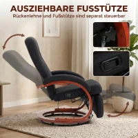 HOMCOM Relaxsessel mit Liegefunktion Fernsehsessel mit hoher Rückenlehne ergonomische Armlehne Fußstütze Holzbasis Leinenoptik(m-5)