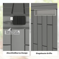 Outsunny Gartenbox 227 Liter Wasserdicht Abschließbar UV-beständig Auflagenbox mit Holzoptik für Garten 106,5x43x54,5cm Grau(m-6)