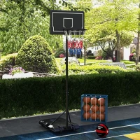 SPORTNOW Basketballständer, höhenverstellbar, mobil, befüllbar, bruchsichere Rückwand, Korbhöhe 1,82 - 2,13 m, Schwarz(m-10)