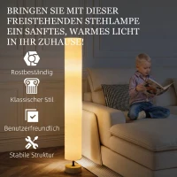 HOMCOM Stehlampe Wohnzimmer Stehleuchte mit Lampenschirm aus Leinen, Fußschalter(m-6)