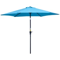 Outsunny Chapéu de Sol de Jardim Ø260x235 cm Chapéu de Sol Reclinável com Manivela Mastro Desmontável em Alumínio e 6 Varetas de Metal  Azul(m-11)