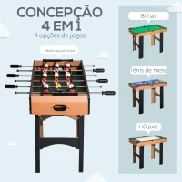 HOMCOM Mesa Multi-Jogos 4 em 1 Matraquilho para Crianças Mesa de Bilhar Mesa de Ping-Pong e Hóquei de Mesa 87x43x73 cm Madeira e Preto(m-7)