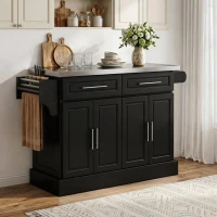 HOMCOM Ilha de Cozinha com Rodas Bancada de Aço Inoxidável 2 Gavetas 4 Portas e 2 Prateleiras Ajustáveis 145x45x93 cm Preto(m-9)