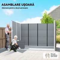 Outsunny Depozit pentru Unelte cu 2 Intrări, Ferestre și Orificii de Aerisire, din PP și Aluminiu, 303x183x184 cm, Gri(m-7)