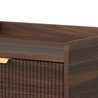 HOMCOM Elegant Two-Drawer Bedside Table - Walnut Brown(m-12)