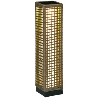 Outsunny Candeeiro Solar de Vime Sintético com Luzes LED Ligar/Desligar Automático para Varanda Pátio 15,5x15,5x69cm Marrom Areia(m-1)