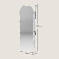 HOMCOM Espelho-Joalheiro com Luz LED Montado na Parede ou na Porta com Fechadura, Espelho de Corpo Inteiro Branco(m-3)