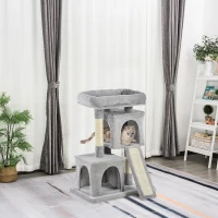 PawHut Kratzbaum 83 cm Kleiner Katzenkratzbaum mit Sisalsäulen, Katzenkratzbaum, Katzen Kletterbaum, Katzenbaum, Katzenmöbel Spielbaum für kleine Katzen, Hellgrau(m-10)