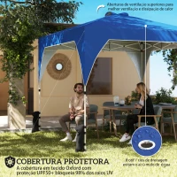 Outsunny Tenda Dobrável 3x3 m Pop-up Tenda de Jardim com Bloqueio Central UPF50+ Altura Ajustável 3 Níveis Bolsa de Transporte Azul(m-4)