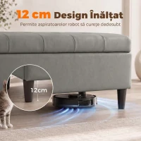 HOMCOM Bancă cu depozitare 136 L, 110x41x42 cm, piele ecologică potrivită pentru animale de companie, gri(m-6)