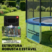 SPORTNOW Trampolim para Crianças Exterior Ø244 cm com Rede de Segurança Escada Acolchoamento de Molas Azul(m-4)