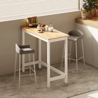 HOMCOM Bartisch, Eichenoptik, kompakt, Platz für 2 Personen, Naturholz+Weiß(m-10)