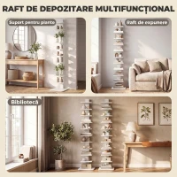 HOMCOM Bibliotecă Verticală cu 11 Rafturi, Structură din Oțel, Economie Spațiu, 34,5x41,5x163,5 cm, Alb(m-7)