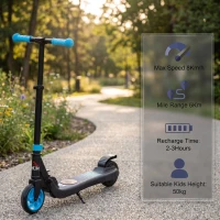 HOMCOM Trotinetă Electrică Pliabilă pentru Copii 6+ Ani cu Înălțime Reglabilă, 71x36.5x75-80 cm, Negru și Albastru(m-4)