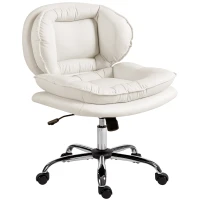 HOMCOM Cadeira de Escritório com Rodas Cadeira para Secretária com Função Inclinável Assento Amplo Sem Braços 60x65x83-93 cm Cinza Claro(m-11)