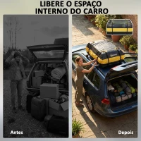 Outsunny Bolsa de Teto para Carro 425L Impermeável com 8 Correias, Tapete Antiderrapante e Ganchos para Veículos Preto e Amarelo(m-4)