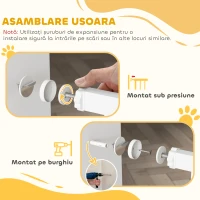 PawHut Barieră Reglabilă pentru Câini, 76-104 cm, Înălțime de Siguranță 77 cm cu 2 Extensii, Alb(m-6)