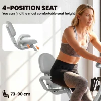HOMCOM 2-in-1 Folding Exercise Bike with 8-Level Magnetic Resistance, Arm Resistance Band, Pulse Sensor, Grey(m-5)