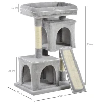 PawHut Kratzbaum 83 cm Kleiner Katzenkratzbaum mit Sisalsäulen, Katzenkratzbaum, Katzen Kletterbaum, Katzenbaum, Katzenmöbel Spielbaum für kleine Katzen, Hellgrau(m-3)