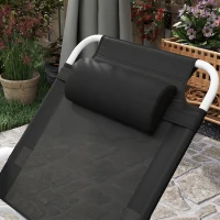 Outsunny Sonnenliege klappbar Gartenliege mit Kopfkissen, Liegestuhl mit 4-Fach verstellbare Rückenlehne bis 120 kg Schwarz(m-9)