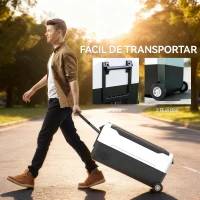 HOMCOM Nevera Compresor 30,5L -20℃-20℃ 12 / 24V DC y 100-240V CA con 2 Ruedas y Compartimento Congelador 72,6x39x37,3 cm Negro(m-8)